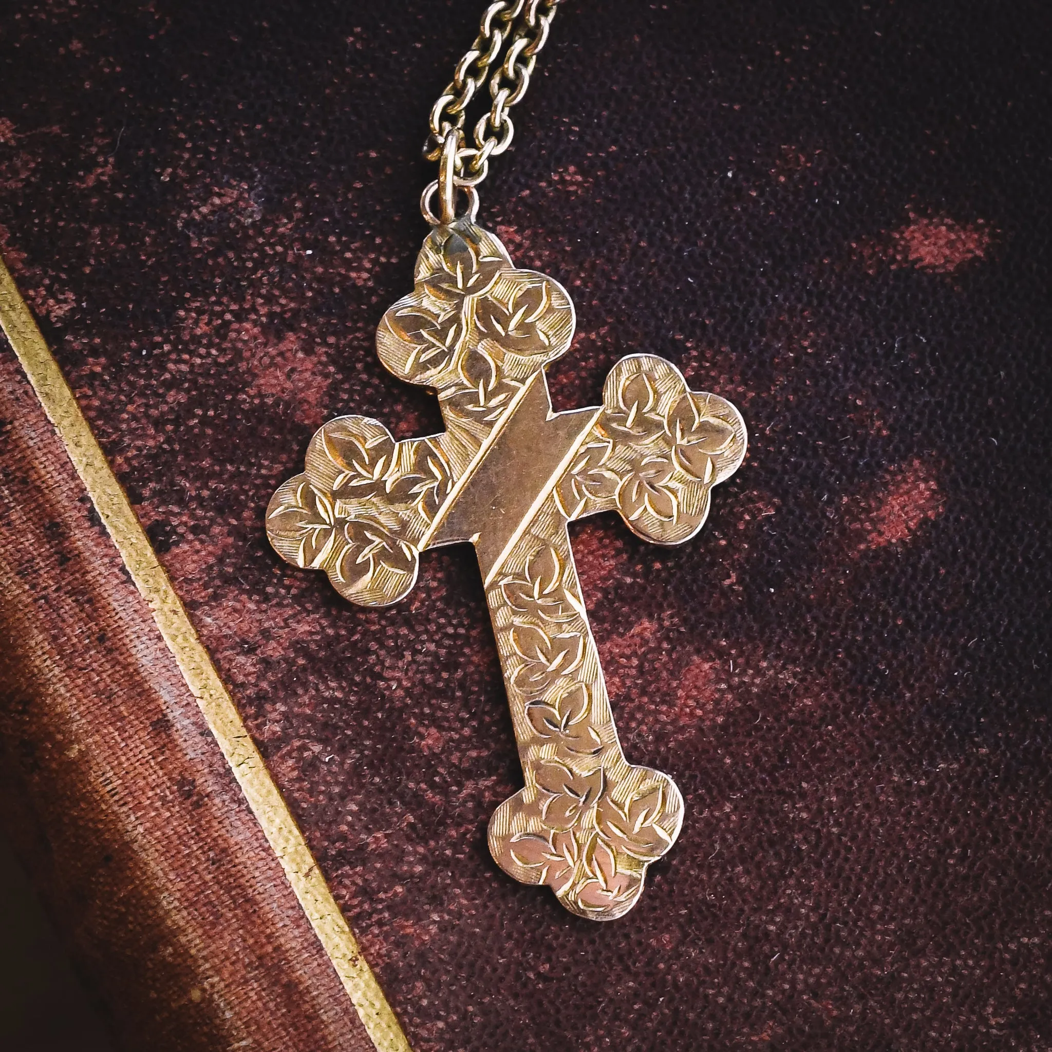 Victorian Ivy Leaf Cross Pendant