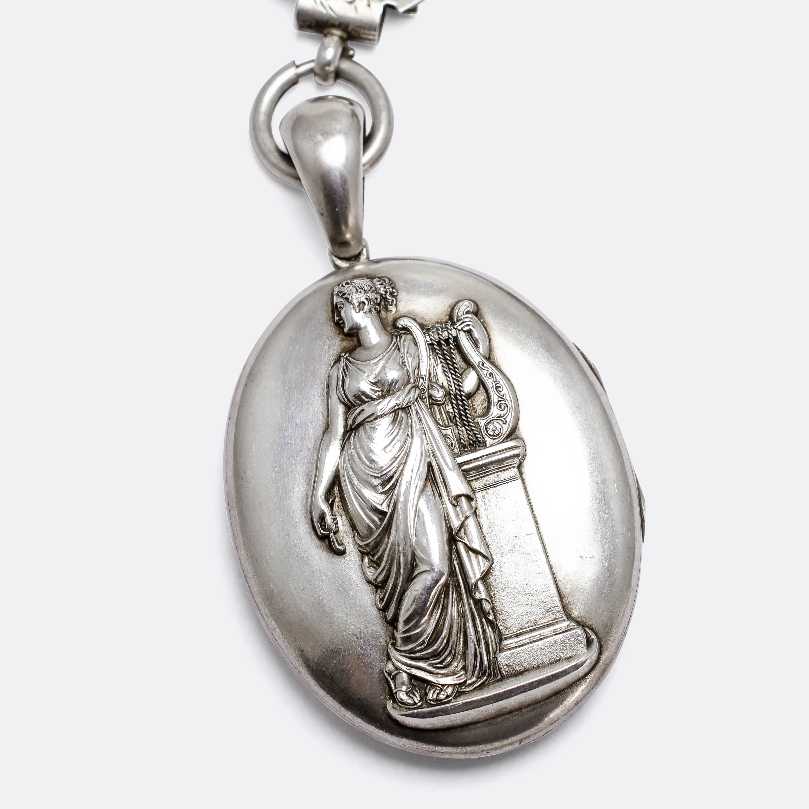 Victorian "Erato" Silver Locket & Collar