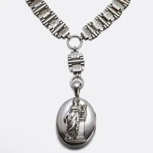 Victorian "Erato" Silver Locket & Collar