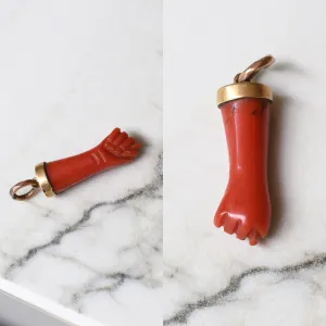 Victorian Red Coral Manu Fica Amulet