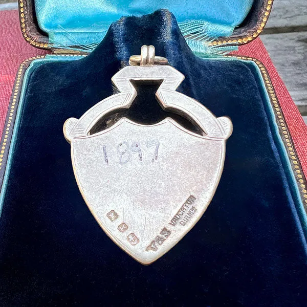 Victorian Silver Shield Fob, 1897