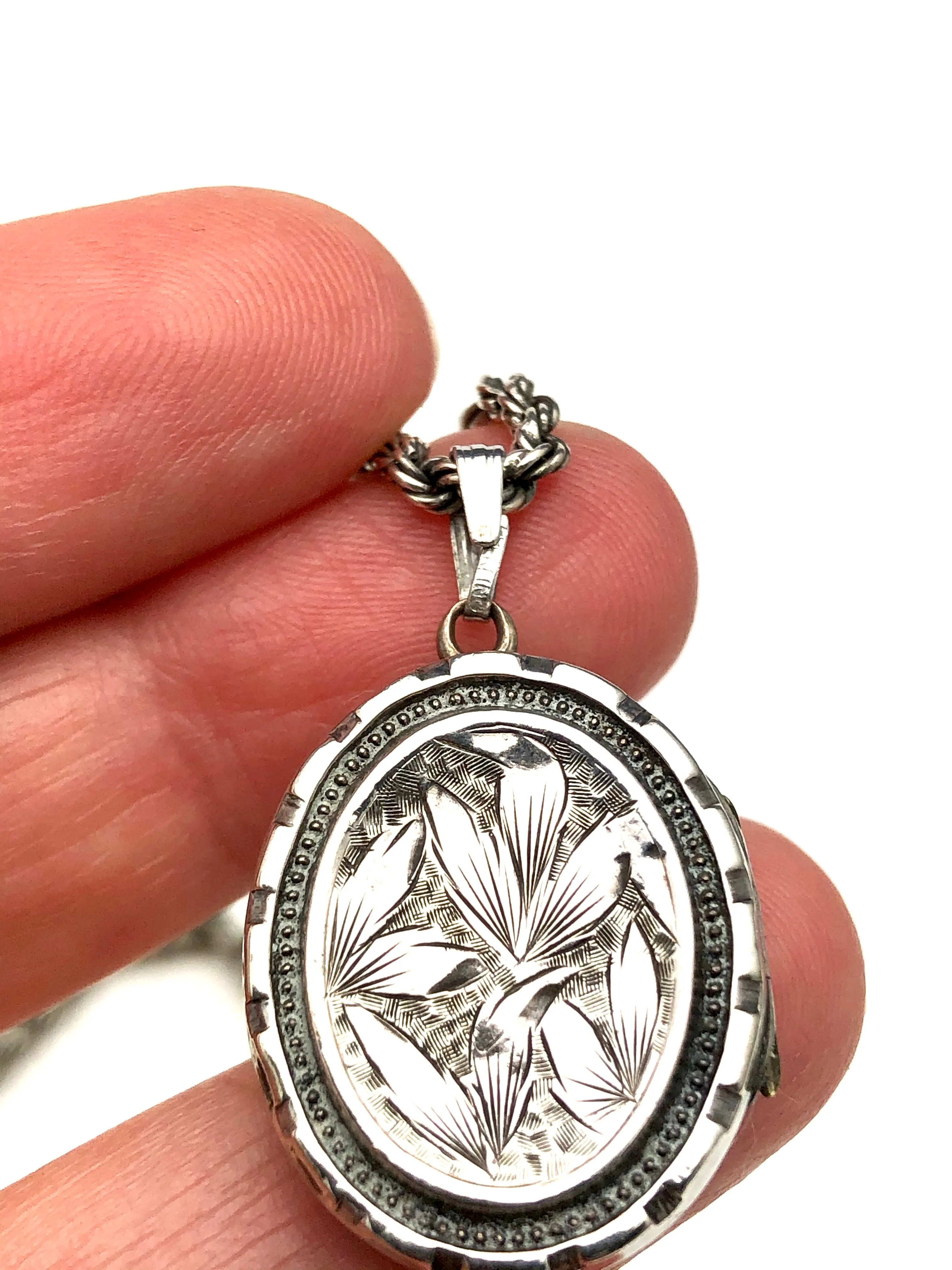 Victorian Sterling Locket Necklace