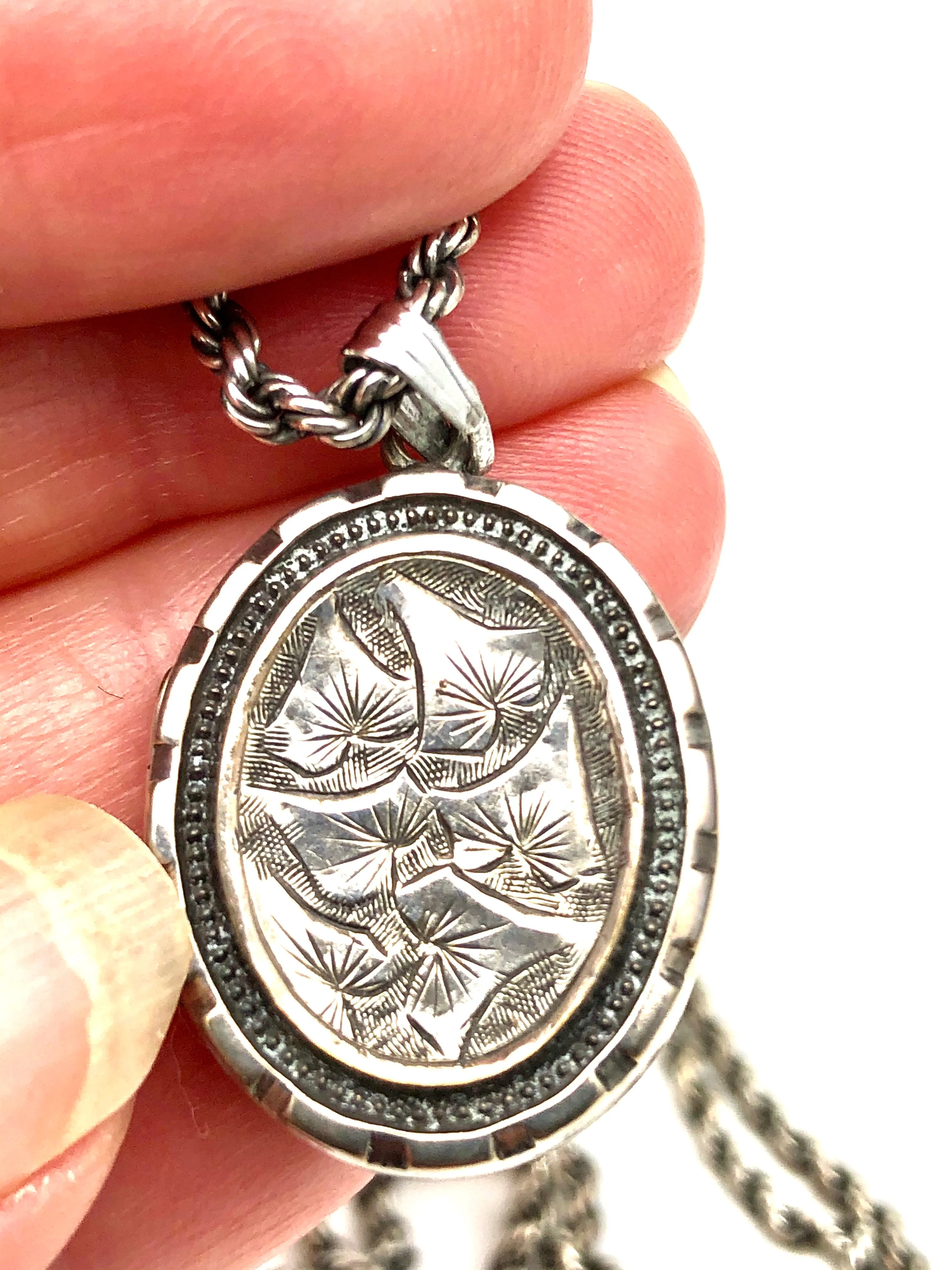 Victorian Sterling Locket Necklace