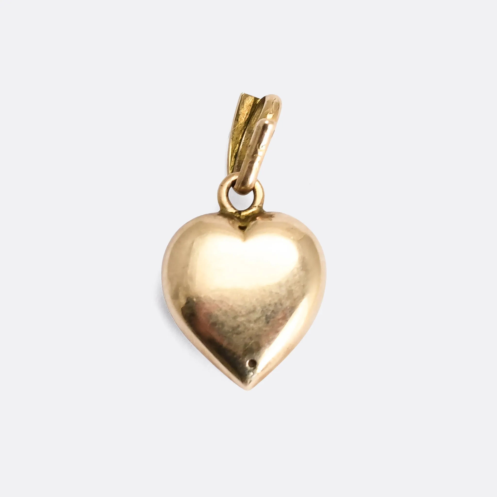 Victorian Turquoise Pansy & Pearl Puffed Heart Pendant