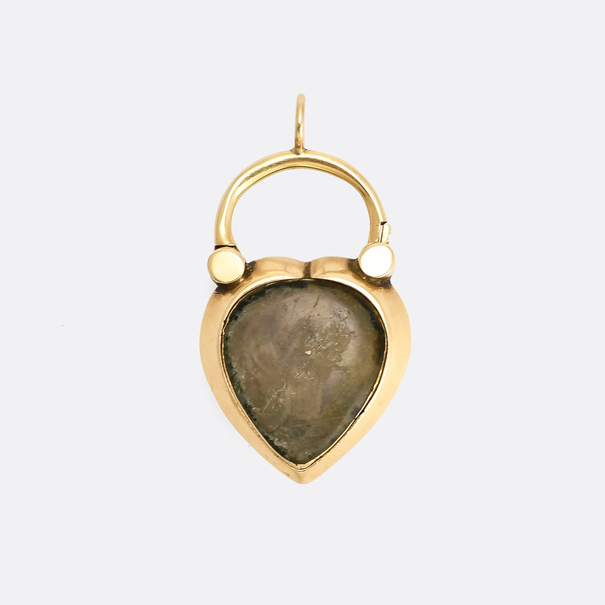 Victorian Turquoise Trefoil Heart Padlock Locket
