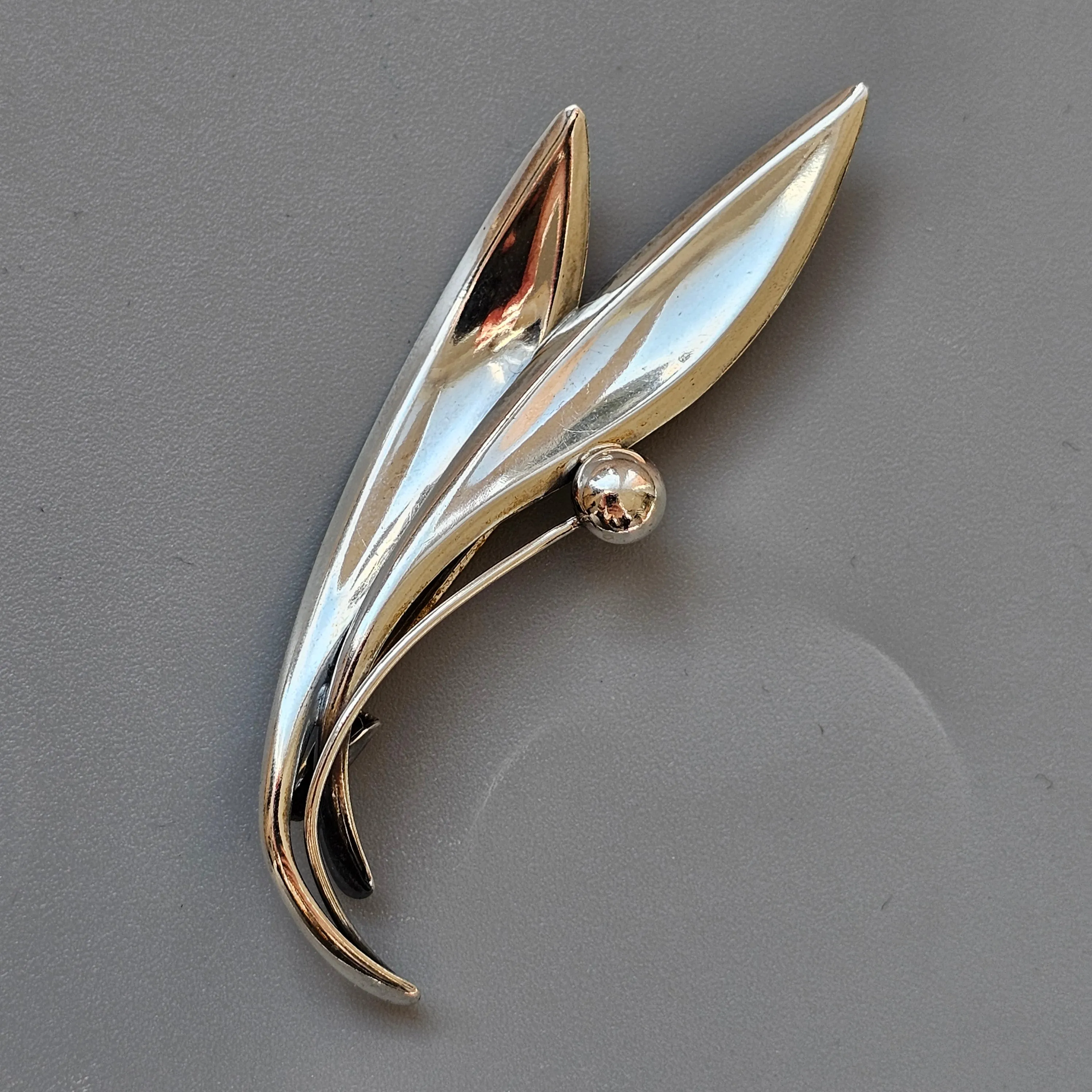 Vintage 1960s Finnish Modernist Silver Flower Brooch by Elis Kauppi, Kupittaan Kulta