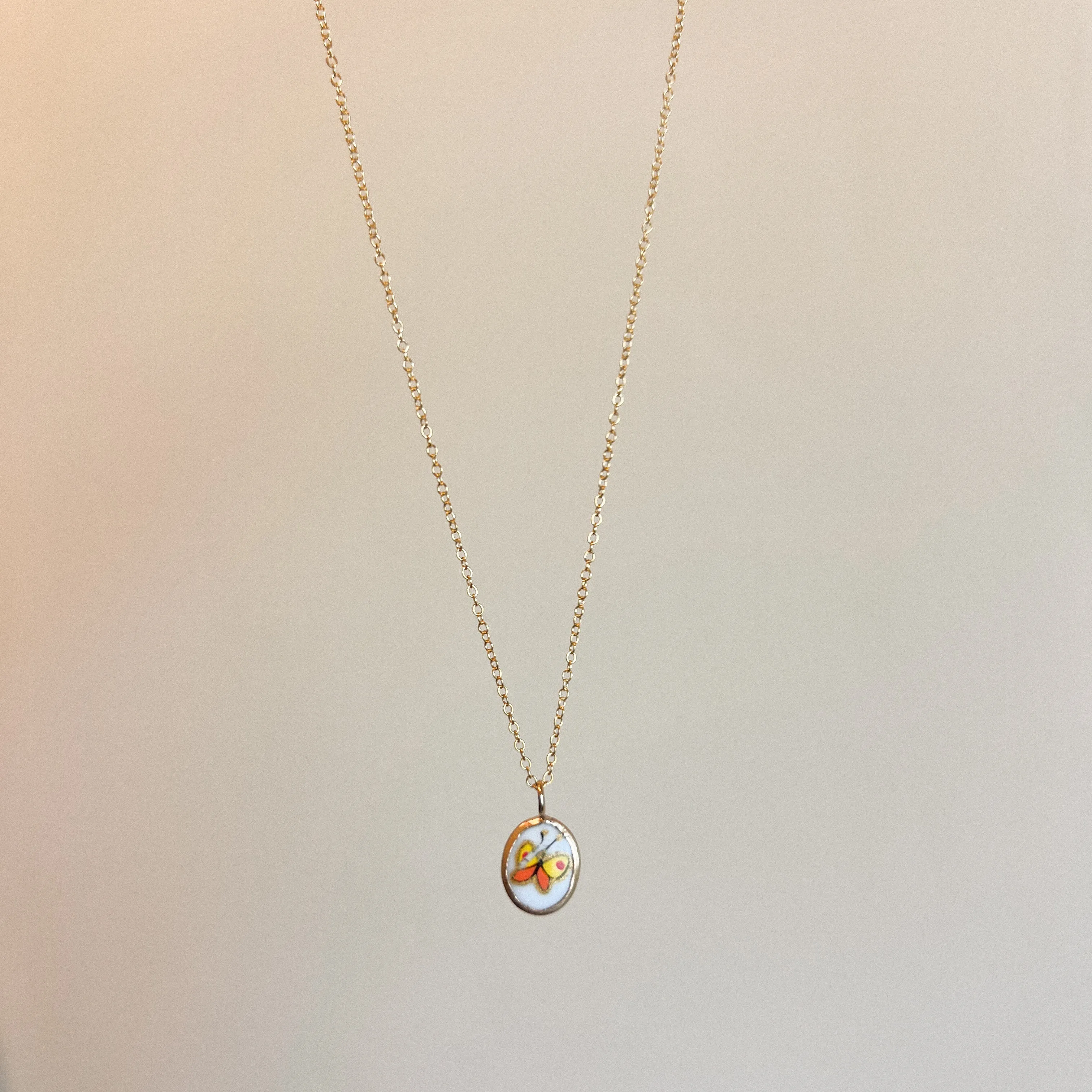 Vintage Butterfly Pendant Necklace