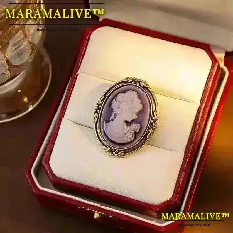 Vintage Cameo Elegant Queen Head Portrait Brooch For Women Antique Wedding Bridal Bouquet Clothing Jewelry 2X001