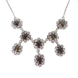 Vintage Chrysoberyl Cat's Eye & White Sapphire Necklace