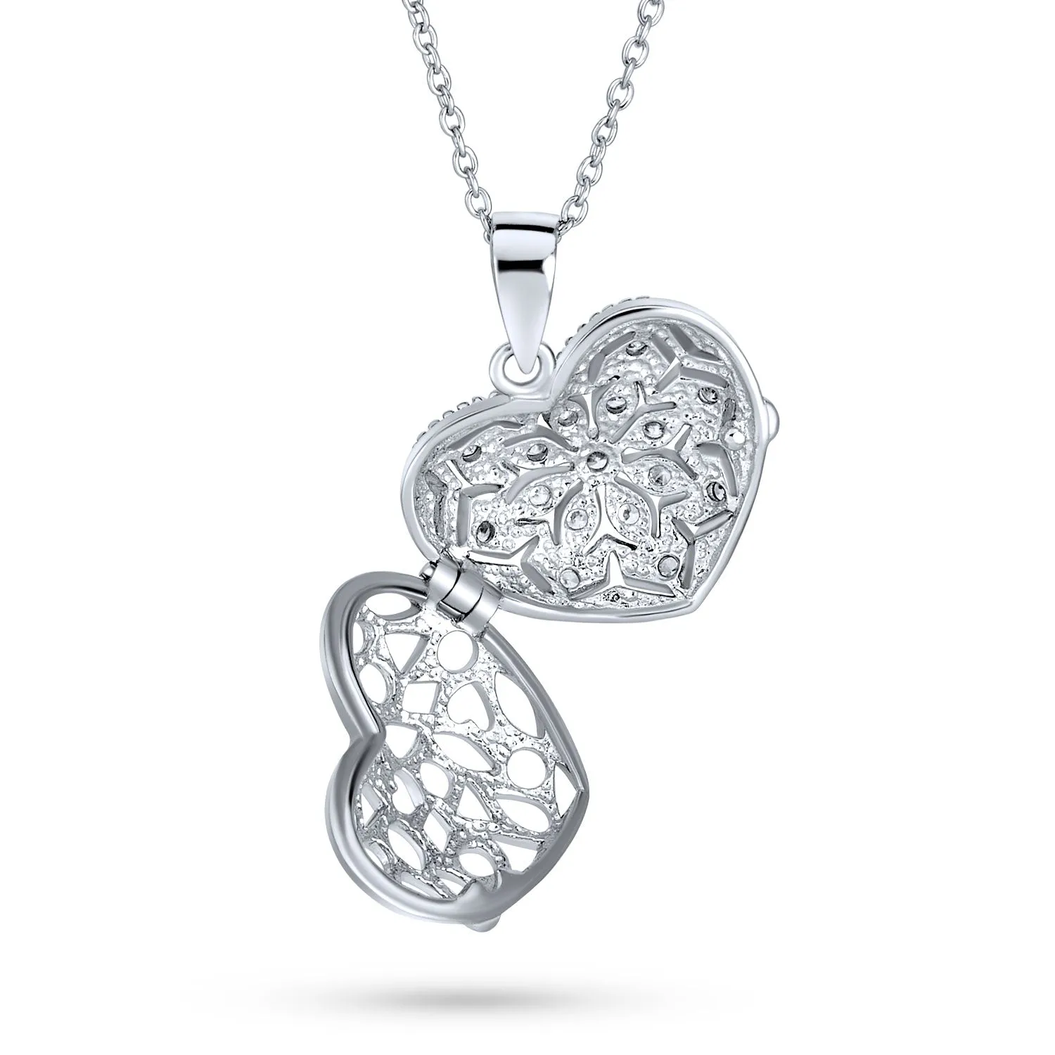 Vintage Filigree Flower Aromatherapy Locket Necklace Sterling Silver Keepsake