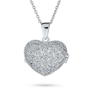 Vintage Filigree Flower Aromatherapy Locket Necklace Sterling Silver Keepsake