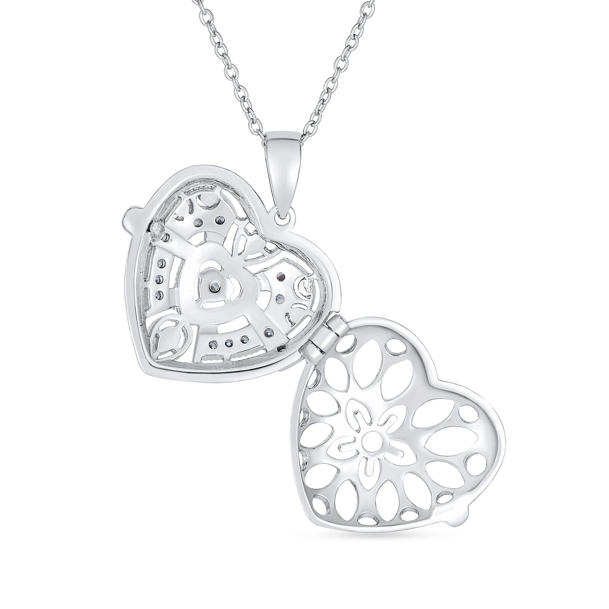 Vintage Filigree Flower Aromatherapy Locket Necklace Sterling Silver Keepsake