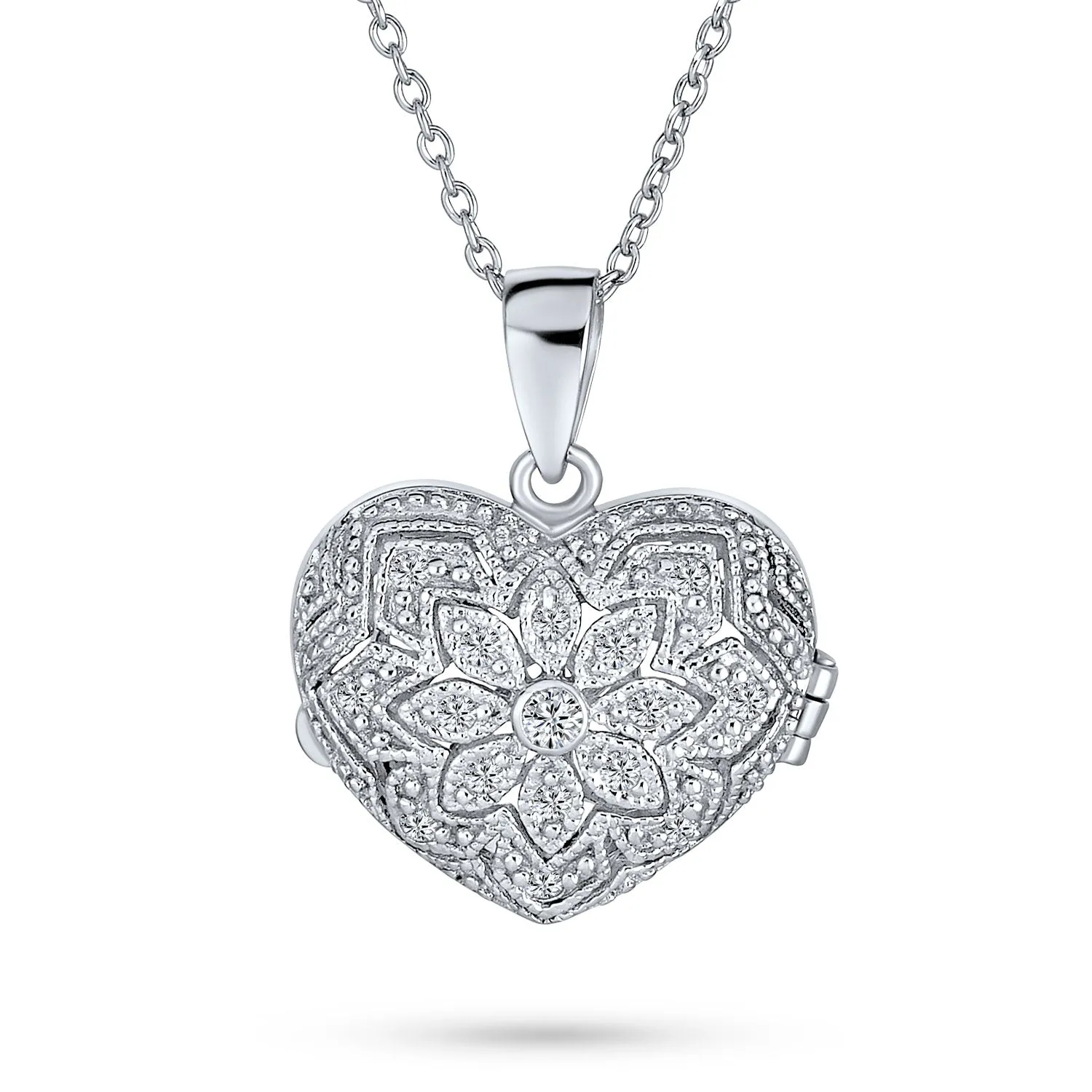 Vintage Filigree Flower Aromatherapy Locket Necklace Sterling Silver Keepsake