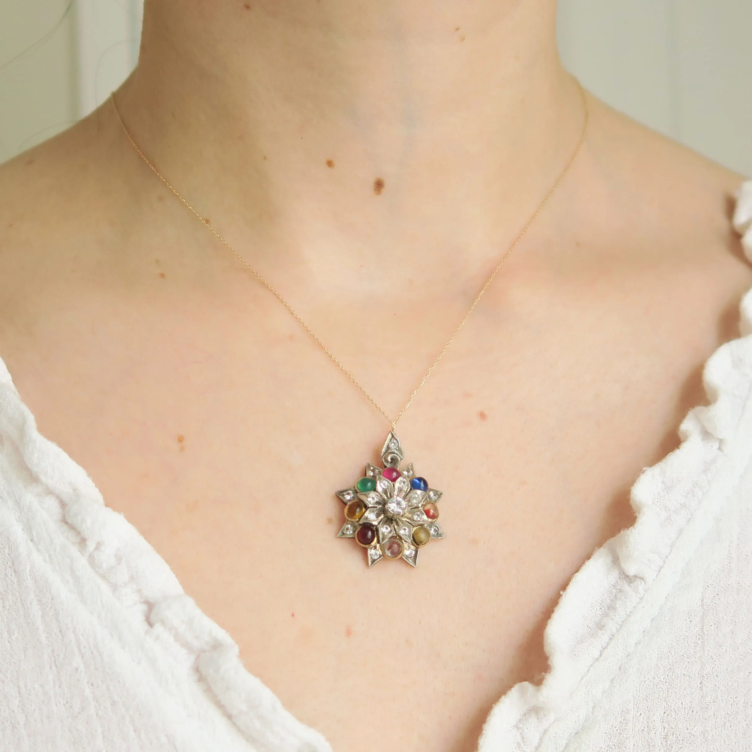 Vintage Gold & Silver Planetary Starburst Pendant