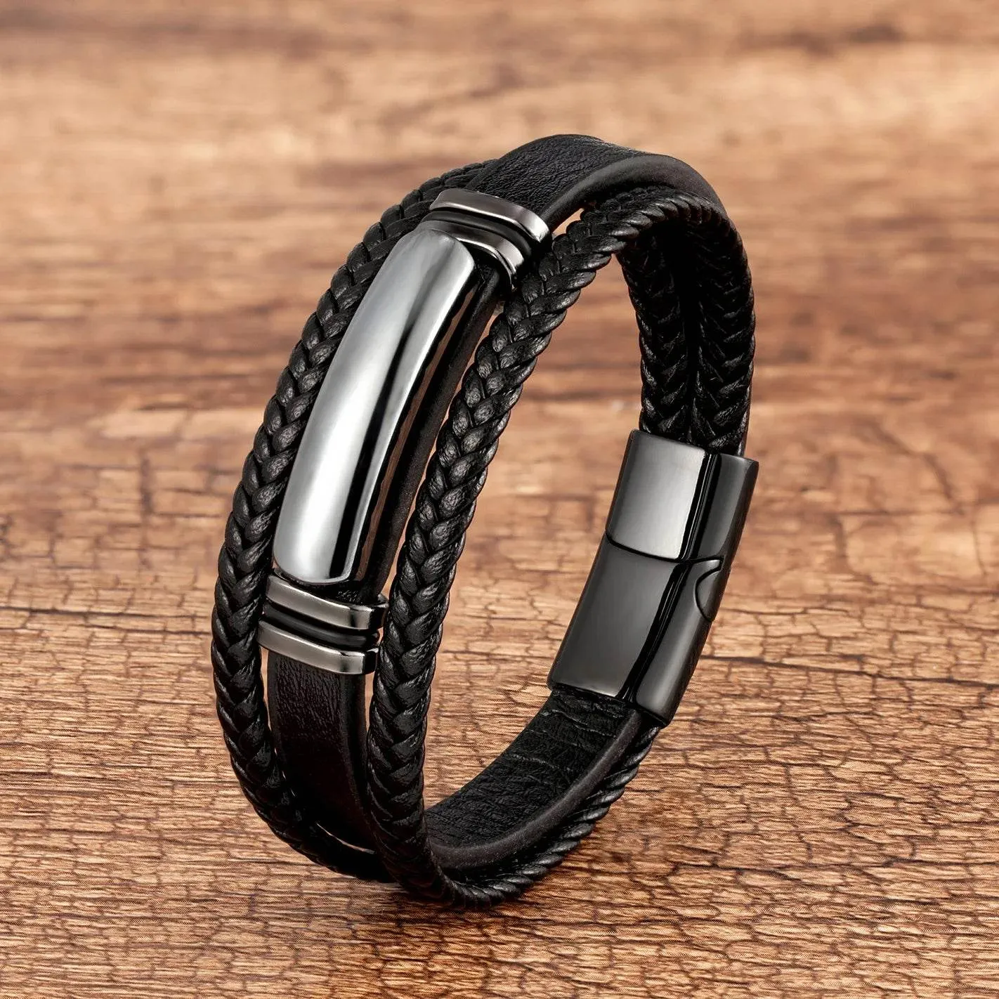 Vintage Multilayer Leather Men Bracelet Bohemia Chakra Stone