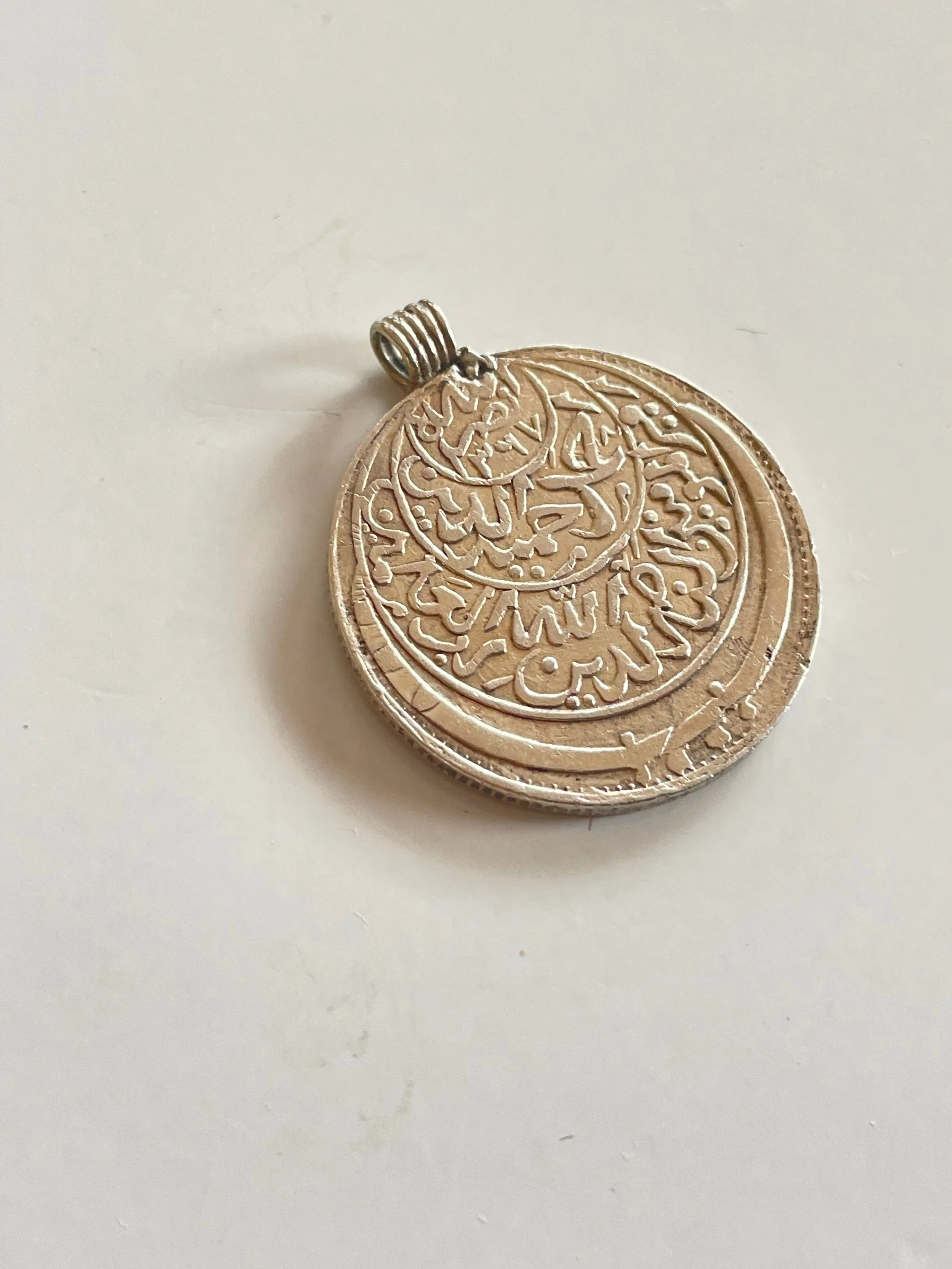 Vintage Rare Kurus Coin Pendant and Chain in Sterling Silver