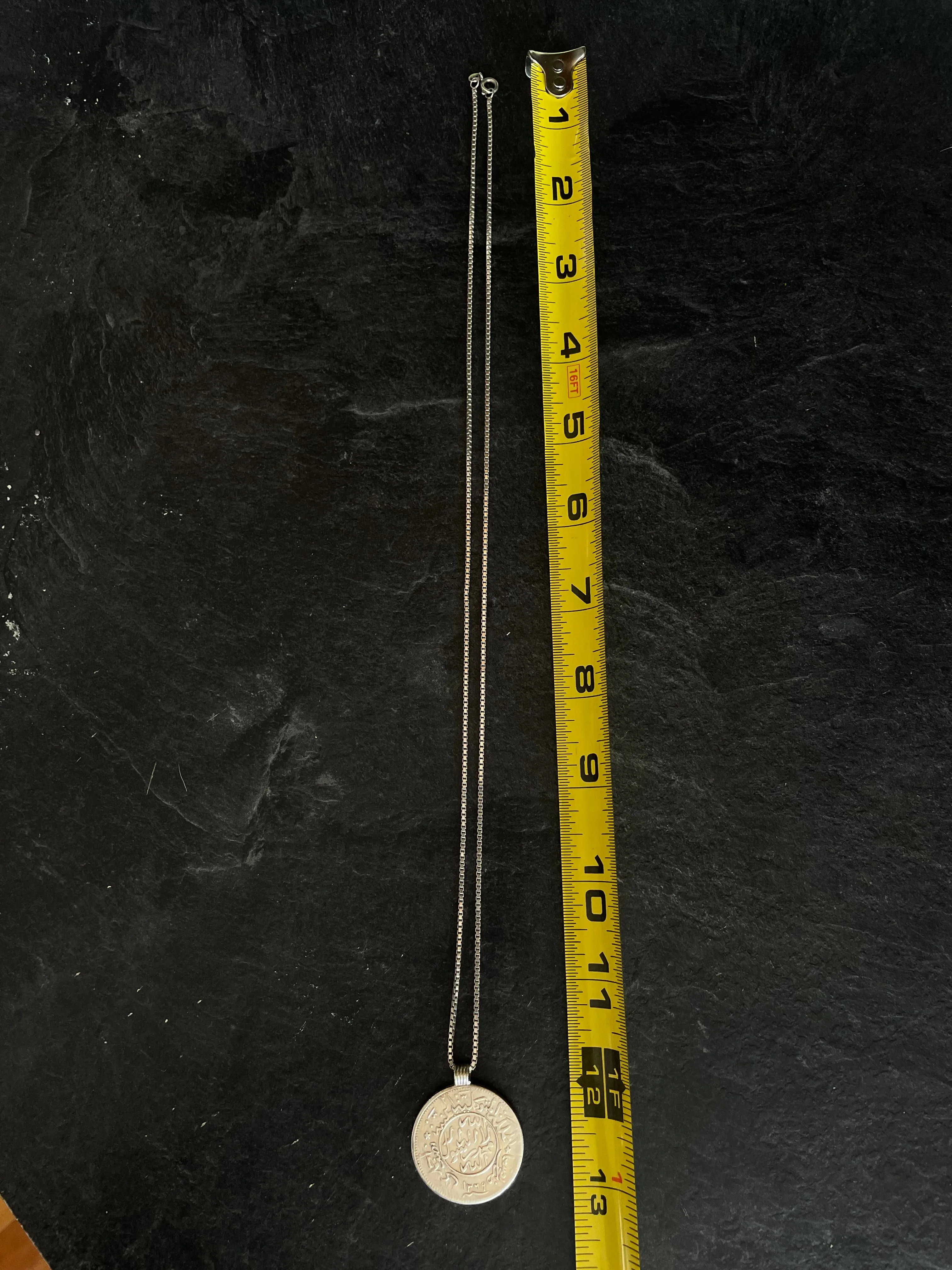 Vintage Rare Kurus Coin Pendant and Chain in Sterling Silver