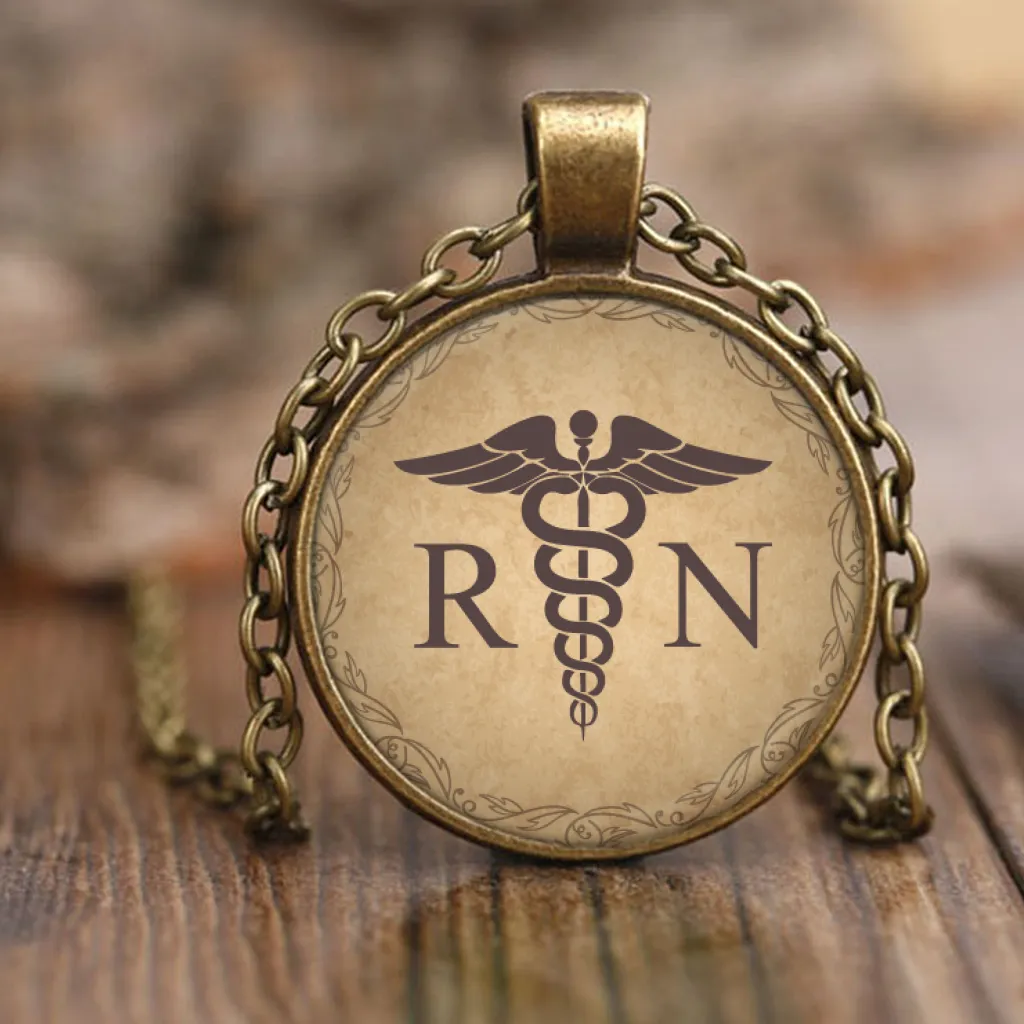 Vintage RN Caduceus Circle Pendant Necklace