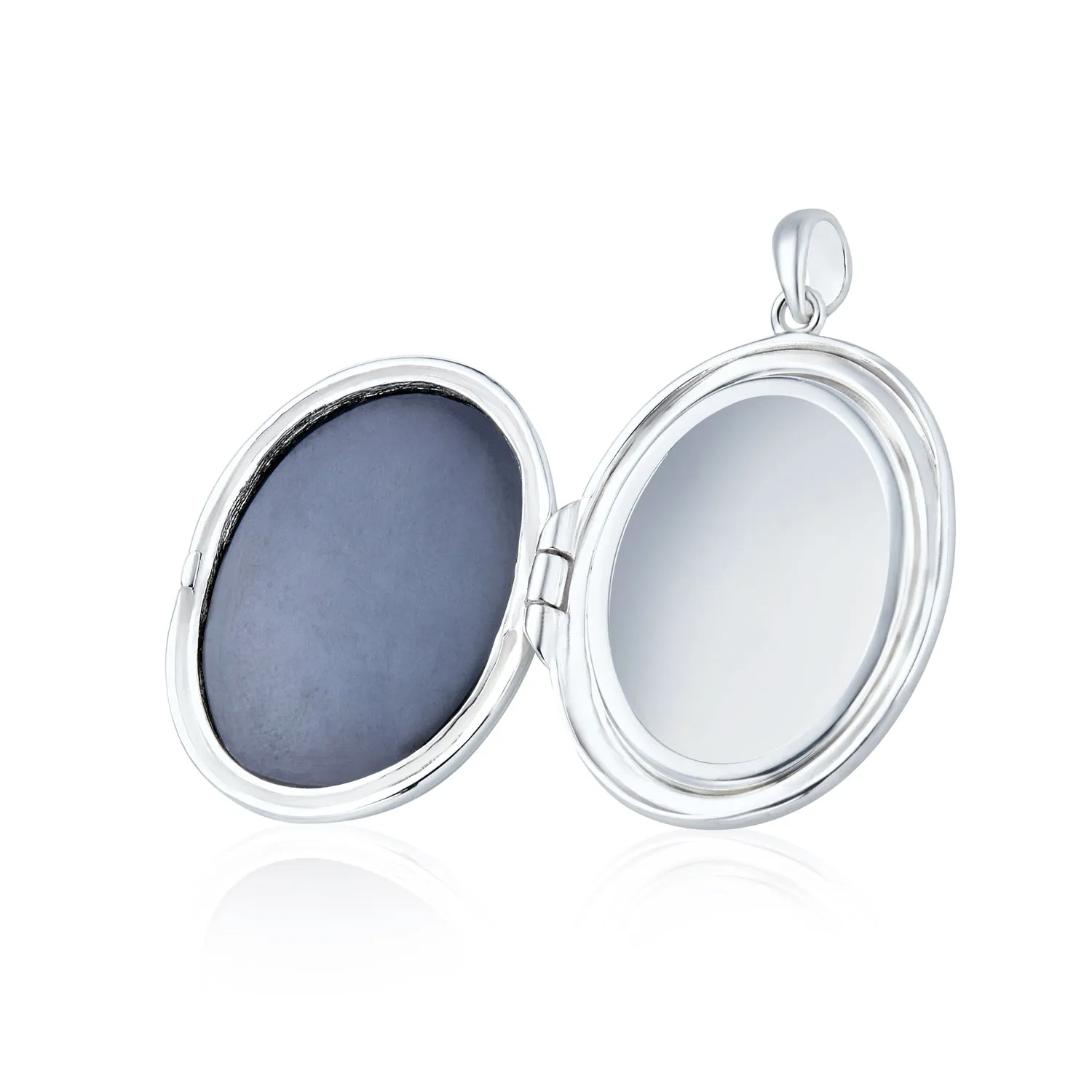 Vintage Style Blue Agate Our Lady of Guadalupe Locket Necklace Sterling Silver