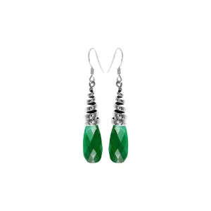Viola briolette emerald quartz coiled top earrings