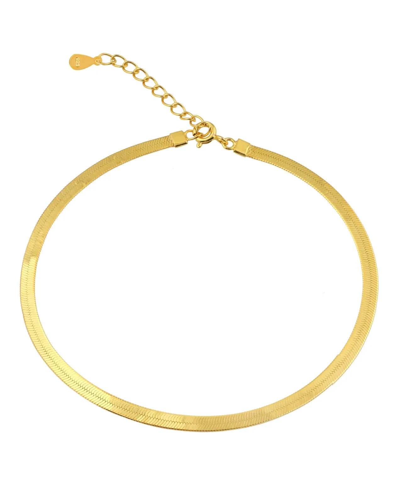 Viper Snake Chain Anklet Gold in 92.5 Sterling Silver