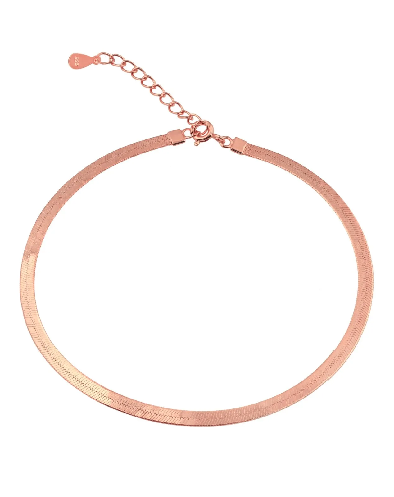 Viper Snake Chain Anklet Rose Gold in 92.5 Sterling Silver