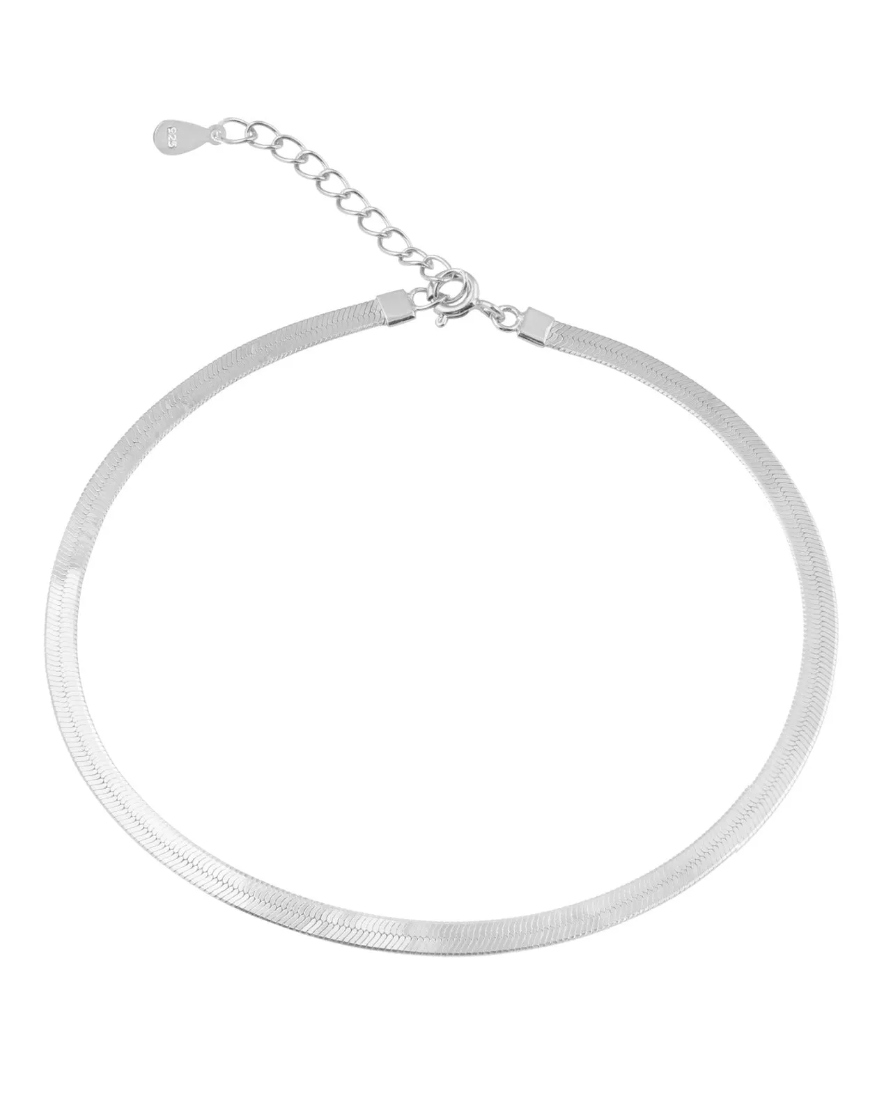 Viper Snake Chain Anklet Silver in 92.5 Sterling Silver
