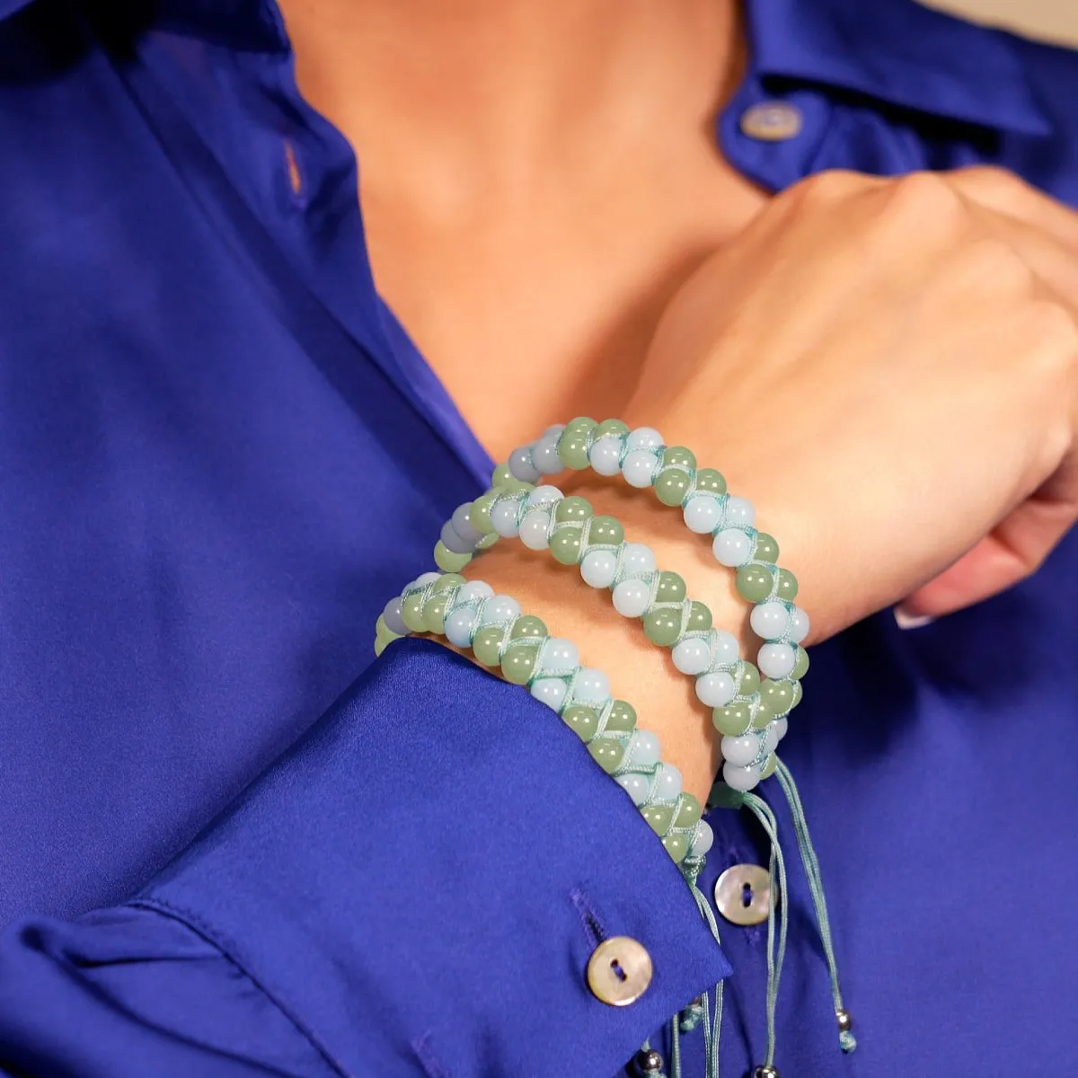 Viridian x Ultramarine | Lumos Ceramic | Vitality Macrame Bracelet
