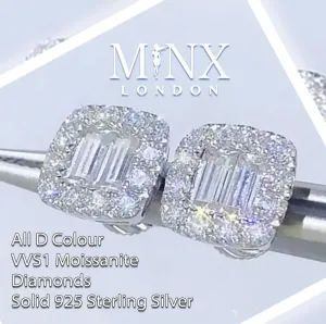VVS1 Ear Studs | Moissanite Ear Studs | Iced Out Earrings | Diamond Earrings | Moissanite Earrings | Mens Diamond Ear Studs | Womens Earings
