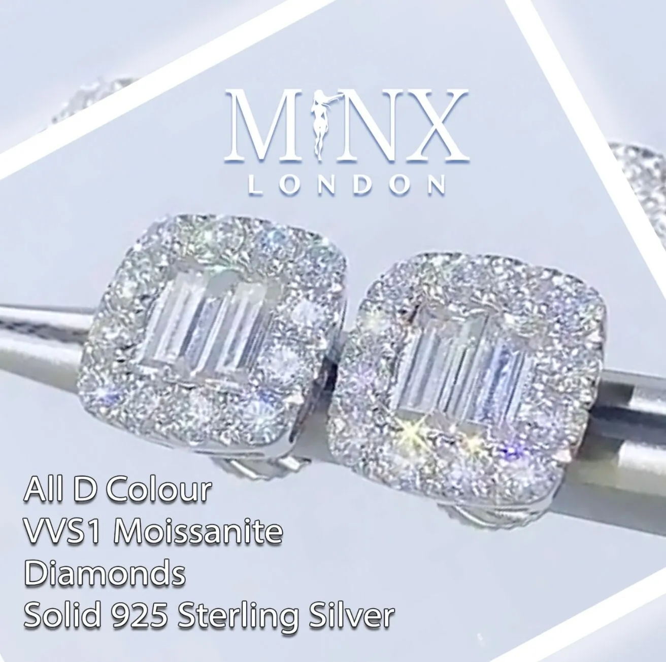 VVS1 Ear Studs | Moissanite Ear Studs | Iced Out Earrings | Diamond Earrings | Moissanite Earrings | Mens Diamond Ear Studs | Womens Earings