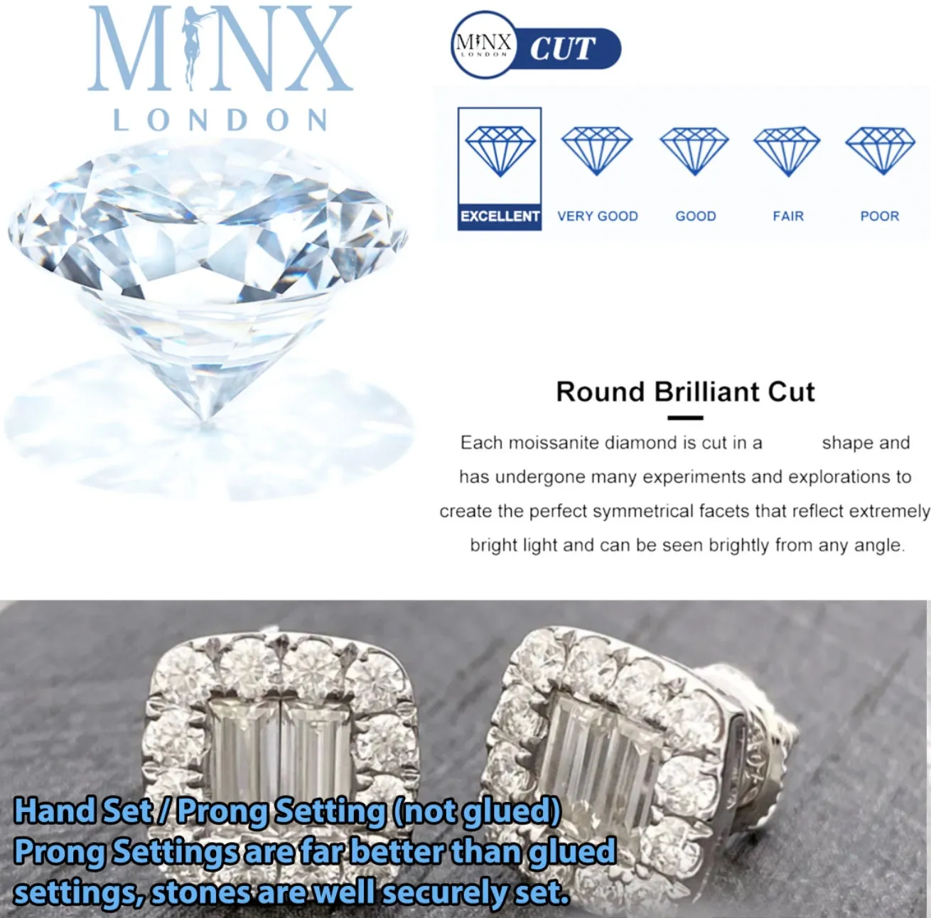 VVS1 Ear Studs | Moissanite Ear Studs | Iced Out Earrings | Diamond Earrings | Moissanite Earrings | Mens Diamond Ear Studs | Womens Earings