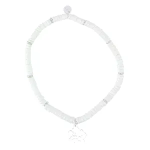 White Clam Shell Hibiscus Flower Stretch Anklet