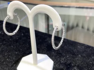 White Gold Inside Outside Diamond Hoop Earrings 0.90 Carats