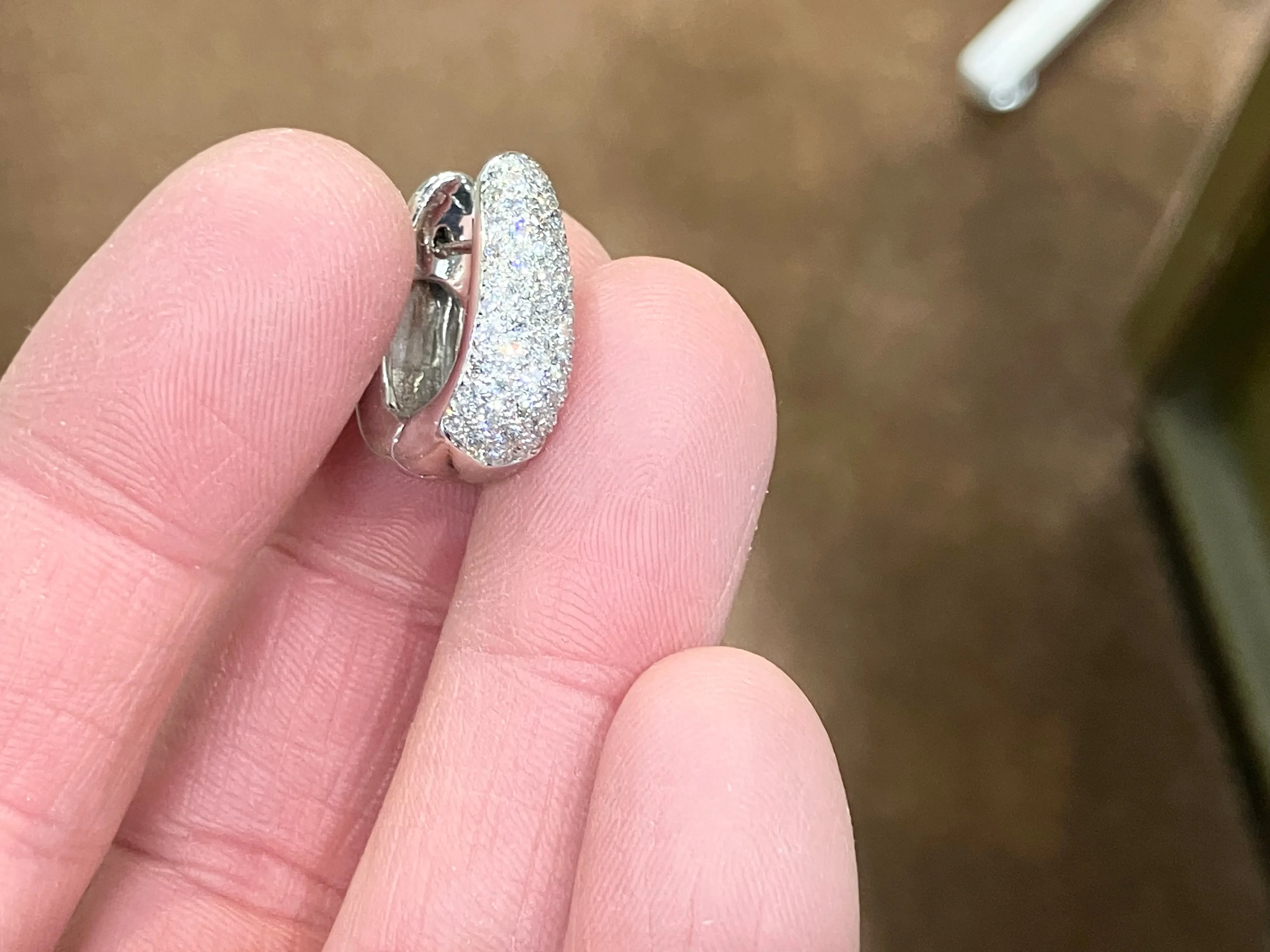 White Gold Pave Set Natural Diamond Earrings 1.67 Carats