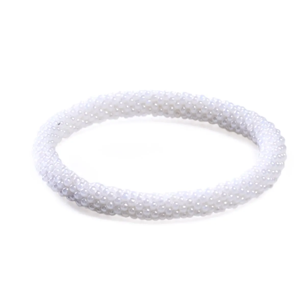 White | Himalayan Glass Bead Bracelet