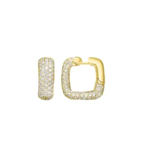 Wide Pave Square Hoop Earrings