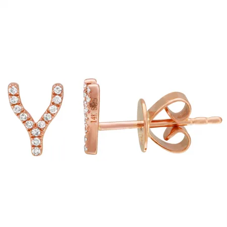 WISHBONE DIAMOND STUD EARRINGS