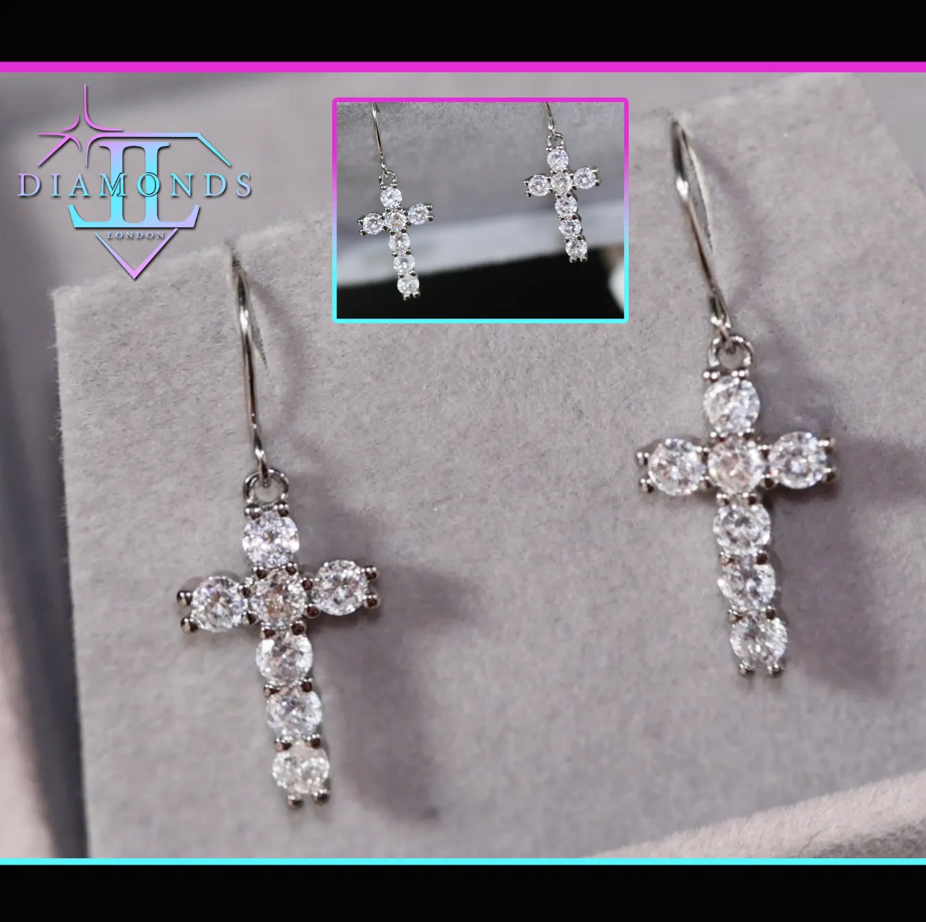 Womens Diamond Cross Earrings  | Cross Earrings Women | Cross Dangle Earrings | Womens Earrings