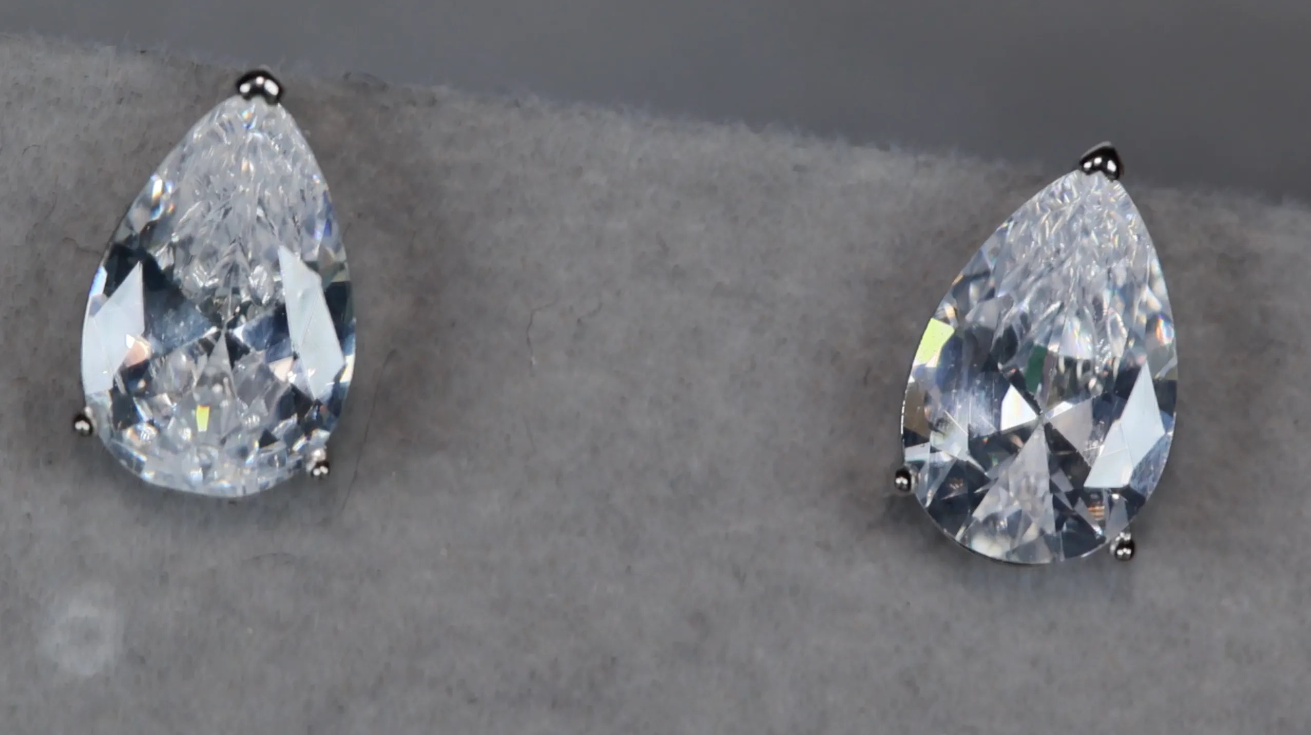 Womens Diamond Ear Studs | Pear cut diamond ear studs