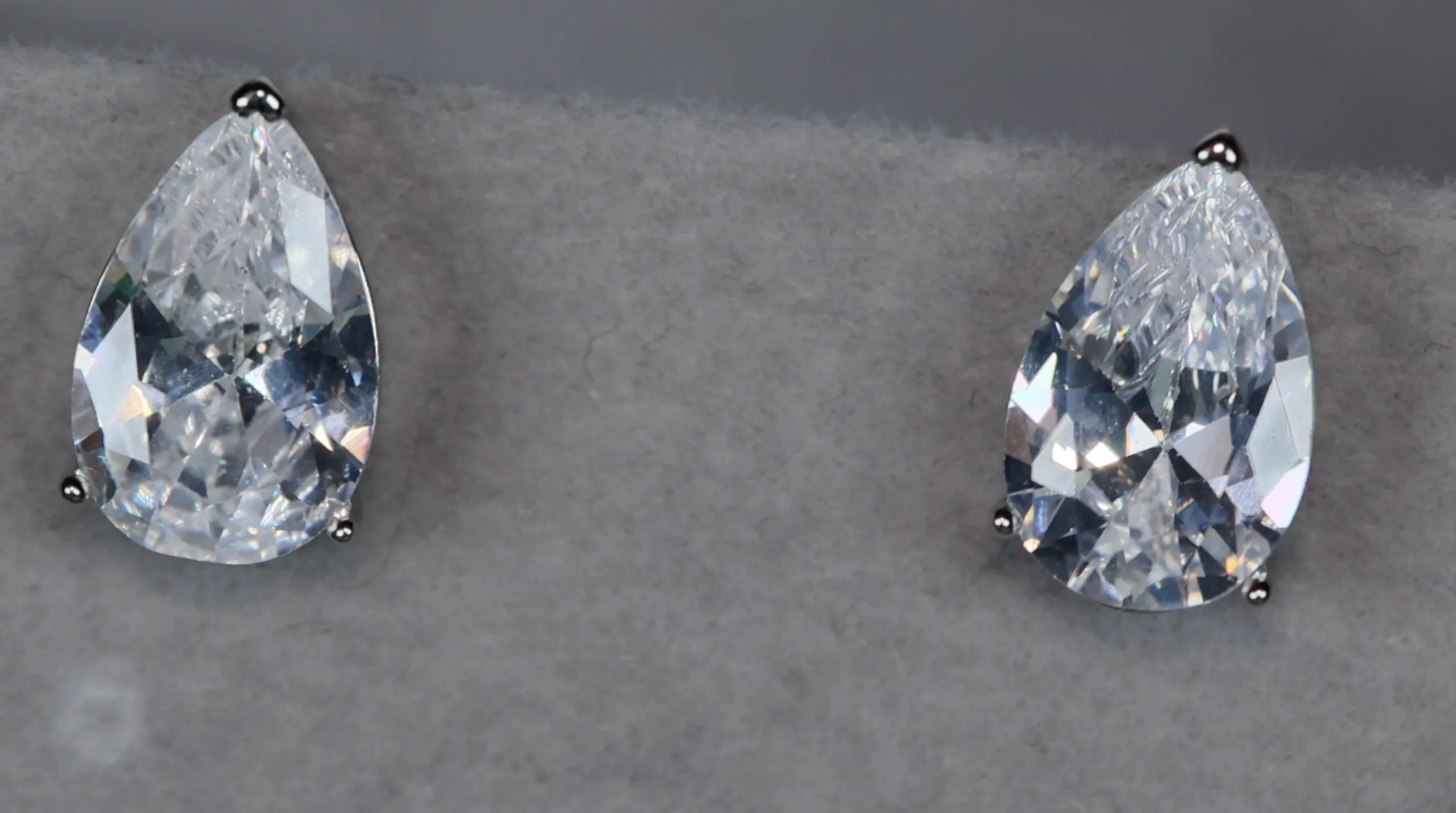 Womens Diamond Ear Studs | Pear cut diamond ear studs