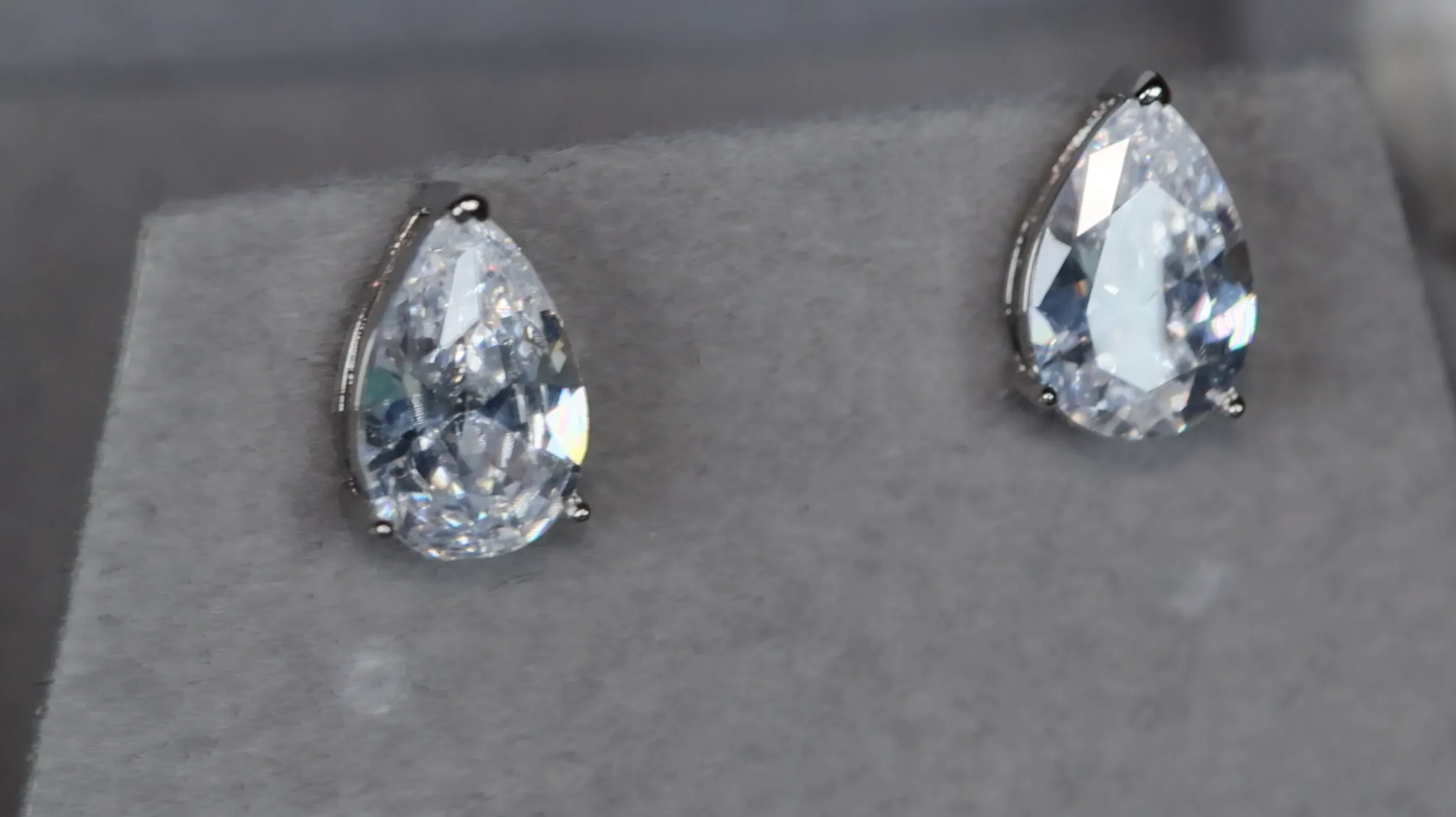 Womens Diamond Ear Studs | Pear cut diamond ear studs