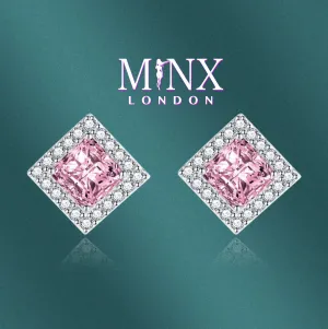 Womens Ear Studs | Square Shape Earrings | Pink Diamond Ear Studs | Pink Diamond Earrings | Pink Earrings | Womens Stud Earring