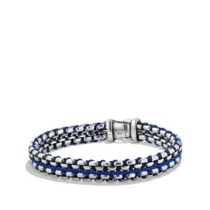 Woven Box Chain Bracelet in Blue, Size Medium