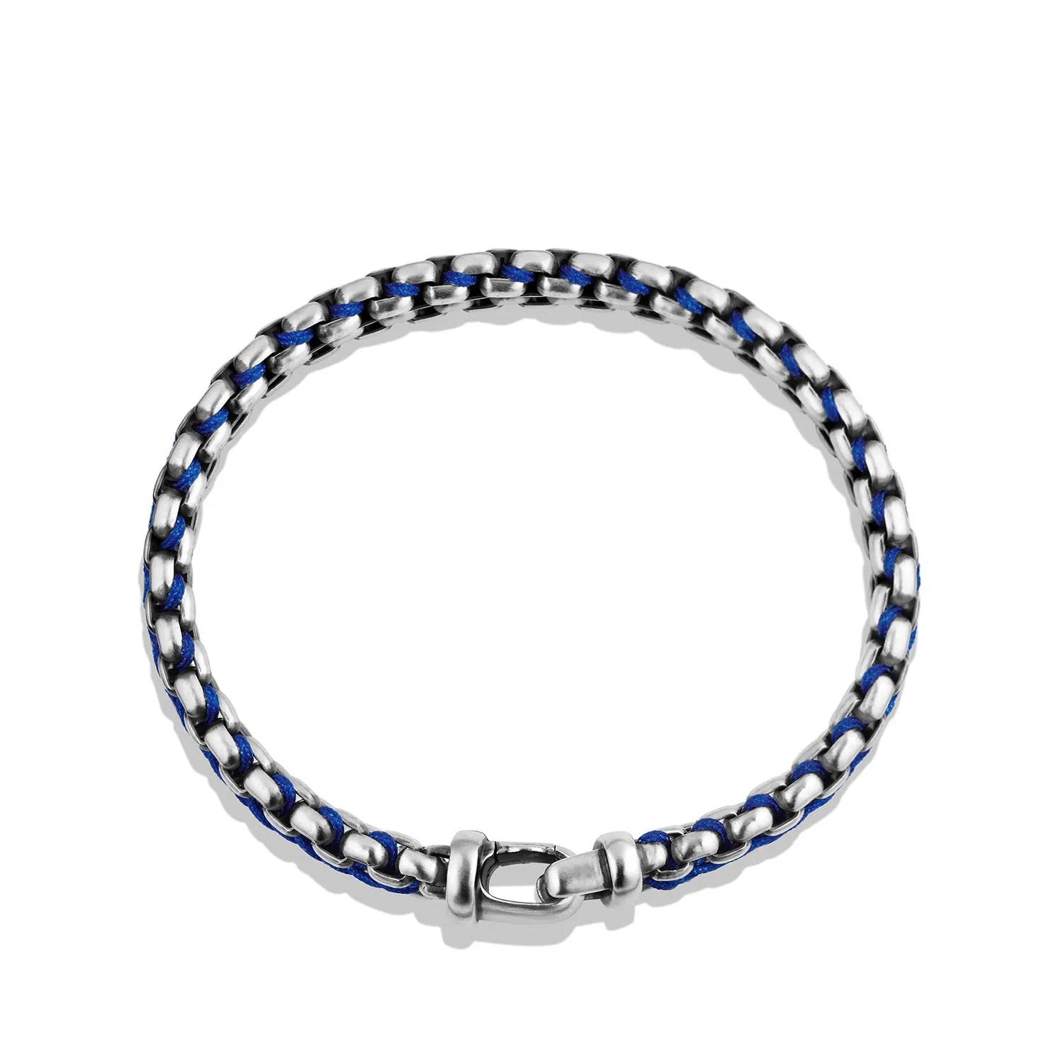 Woven Box Chain Bracelet in Blue, Size Medium