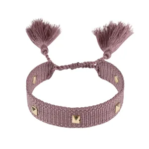 WOVEN FRIENDSHIP BRACELET THIN W/STUD - DUSTY GRAPE