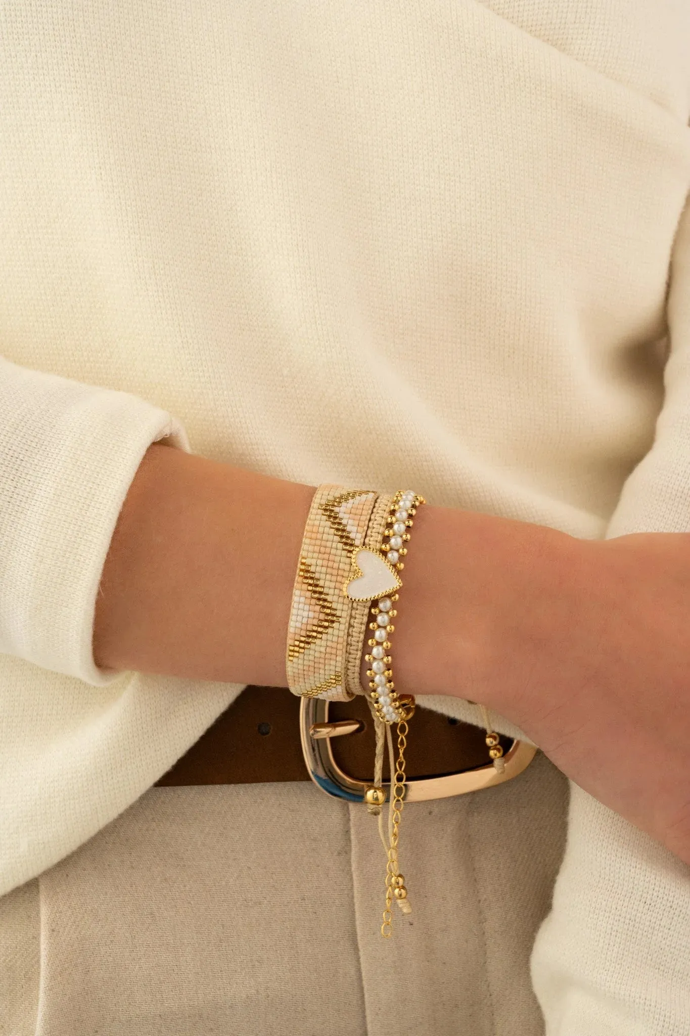 X3 Miyuki and Woven Bracelet Set   Earrings