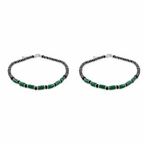 Zarkan 925 Silver Nazaria Anklet With High Quality Marcasite Stones & Emerald Stones